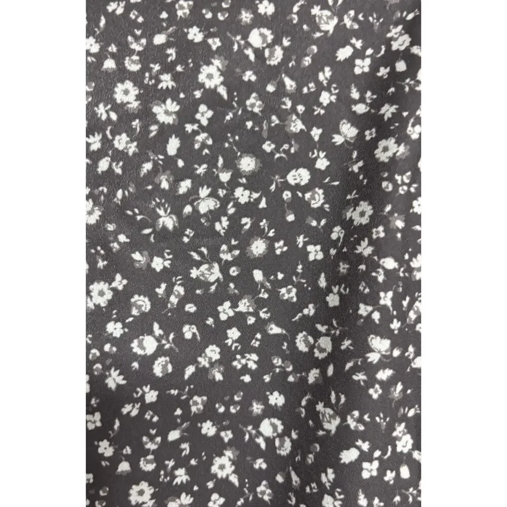 Mia Joy Womens Medium Floral Dress Gray Long Sleeve Empire Slit Sleeve Scoop New - Picture 6 of 10